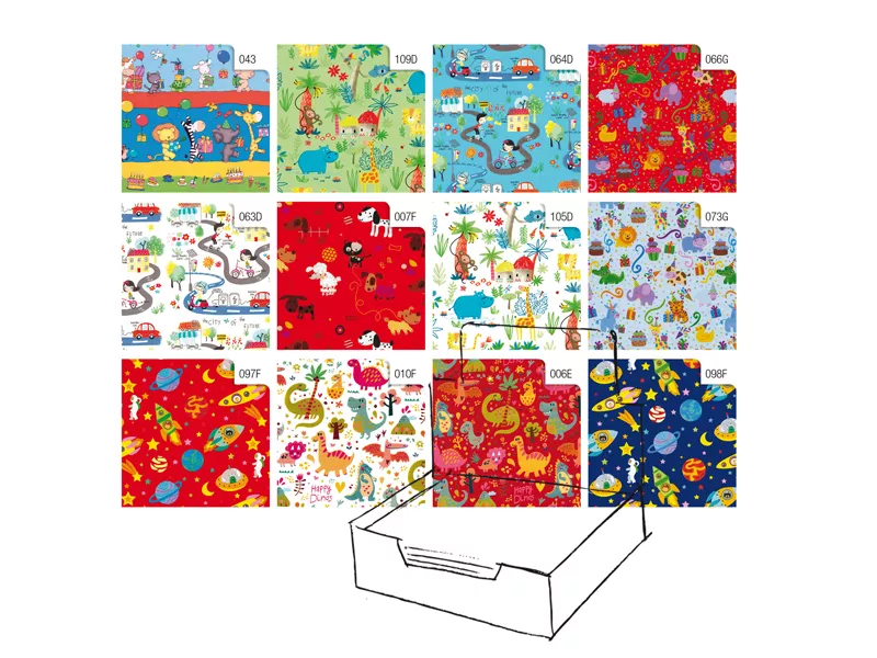 Carta Regalo in Fogli Raso Sadoch - 70x100 cm - R4407GEN (Assortiti Bambini Conf. 100)