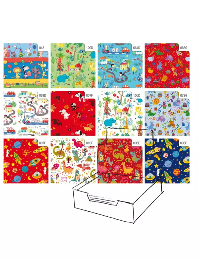 Carta Regalo in Fogli Raso Sadoch - 70x100 cm - R4407GEN (Assortiti Bambini Conf. 100)