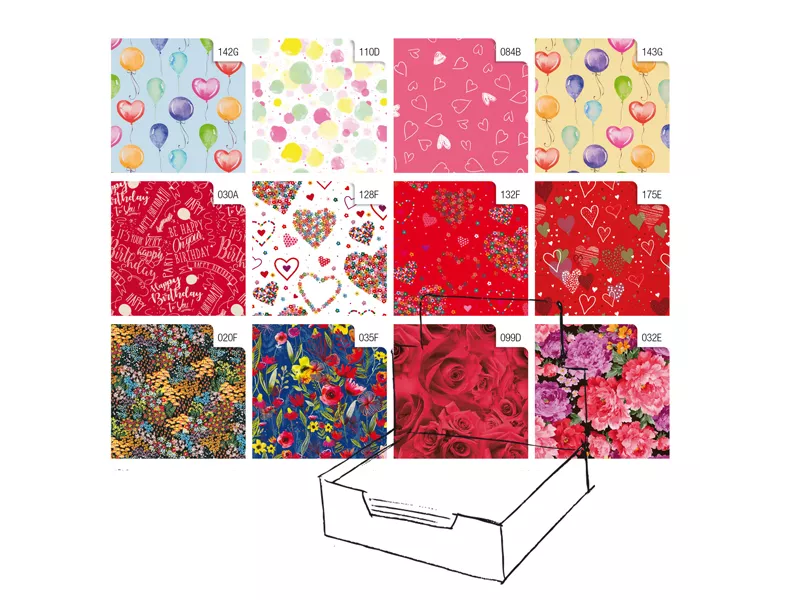 Carta Regalo in Fogli Raso Sadoch - 70x100 cm - R4414GEN (Assortiti Fantasia Conf. 100)