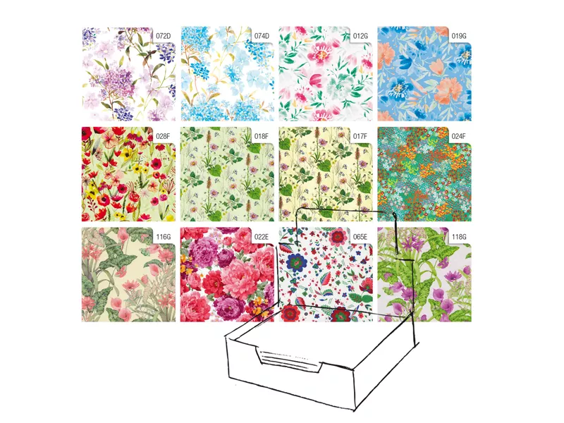 Carta Regalo in Fogli Raso Sadoch - 70x100 cm - R4403GEN (Assortiti Fiori Conf. 100)