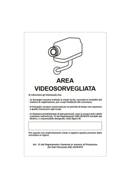 Cartello di Segnalazione - Area Videosorvegliata con Registrazione - 20x30 cm - 33328 (Bianco)
