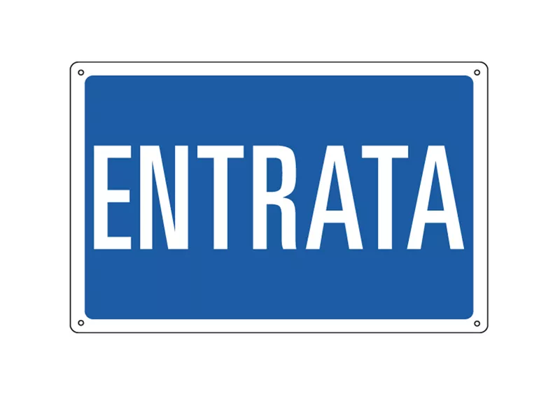 Cartello di Segnalazione - Entrata - 30x20 cm - 3151 (Bianco e Blu)