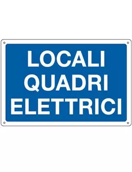 Cartello di Segnalazione - Locali Quadri Elettrici - 30x20 cm - 3183 (Bianco e Blu)