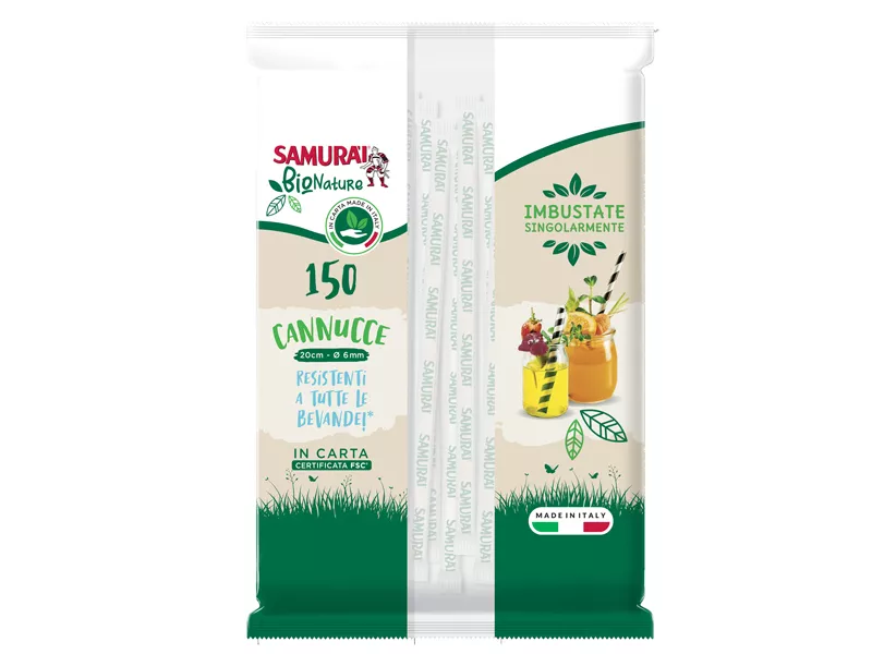Cannuccia in Carta Samurai - 20 cm - 3639SM (Bianco Nero e Avana Conf. 150)
