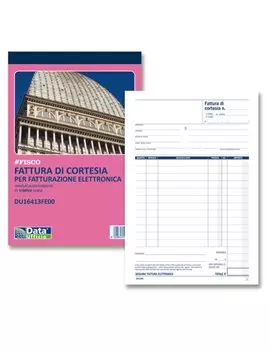 Blocco Fatture di Cortesia Data Ufficio - 14,8x21,5 cm - 33/33/33 Fogli Autoricalcanti - DU16413FE00 (Conf. 5)