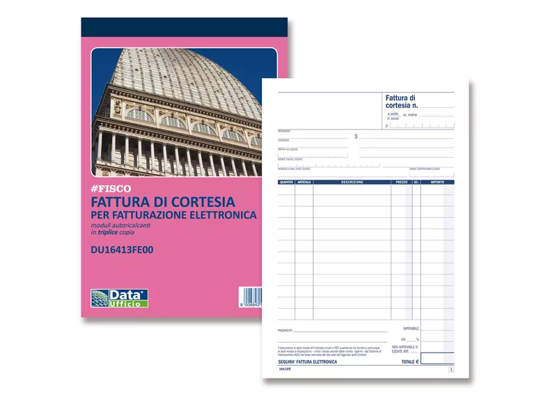 Blocco Fatture di Cortesia Data Ufficio - 14,8x21,5 cm - 33/33/33 Fogli Autoricalcanti - DU16413FE00 (Conf. 5) Blocco Fatture di Cortesia Data Ufficio - 14,8x21,5 cm - 33/33/33 Fogli Autoricalcanti - DU16413FE00 (Conf. 5)