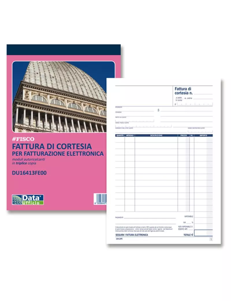 Blocco Fatture di Cortesia Data Ufficio - 14,8x21,5 cm - 33/33/33 Fogli Autoricalcanti - DU16413FE00 (Conf. 5) Blocco Fatture di Cortesia Data Ufficio - 14,8x21,5 cm - 33/33/33 Fogli Autoricalcanti - DU16413FE00 (Conf. 5)