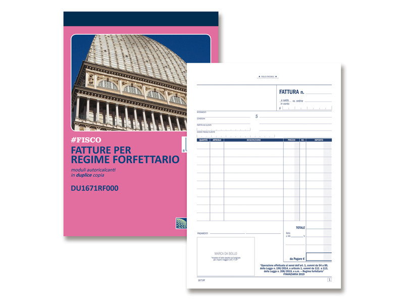 Blocco Fatture per Regime Forfettario Data Ufficio - 14,8x21,5 cm - 50/50 Fogli Autoricalcanti - DU1671RF000 Blocco Fatture per Regime Forfettario Data Ufficio - 14,8x21,5 cm - 50/50 Fogli Autoricalcanti - DU1671RF000