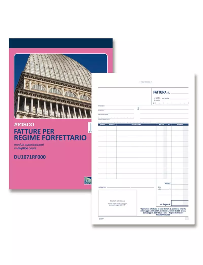 Blocco Fatture per Regime Forfettario Data Ufficio - 14,8x21,5 cm - 50/50 Fogli Autoricalcanti - DU1671RF000