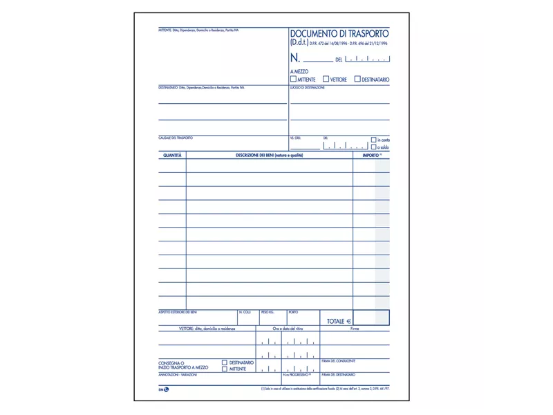 Documento di Trasporto BM - 15x22,5 cm - 50/50/50 Fogli Autoricalcanti - 0100401