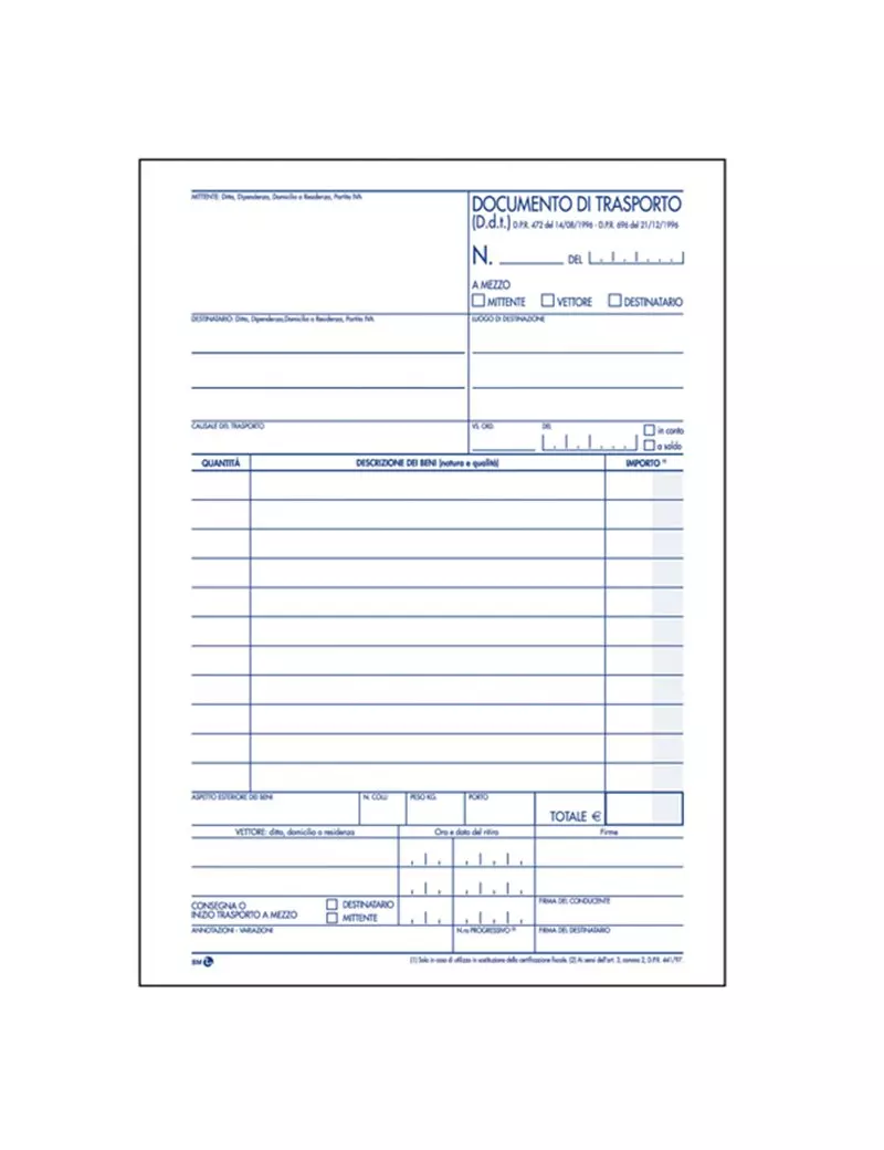 Documento di Trasporto BM - 15x22,5 cm - 50/50/50 Fogli Autoricalcanti - 0100401 Documento di Trasporto BM - 15x22,5 cm - 50/50/50 Fogli Autoricalcanti - 0100401