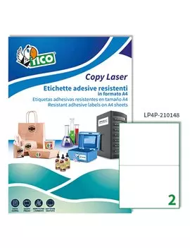Etichette Adesive in Poliestere Tico - A4 - 210x148 mm - LP4P-210148 (Bianco Conf. 70)