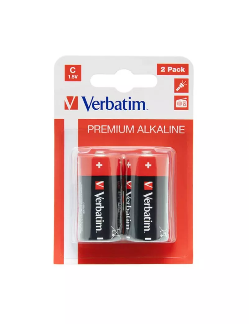 Pila Premium Alkaline Verbatim - Mezzatorcia C - 1,5 V - 49922 (Conf. 2) Pila Premium Alkaline Verbatim - Mezzatorcia C - 1,5 V - 49922 (Conf. 2)
