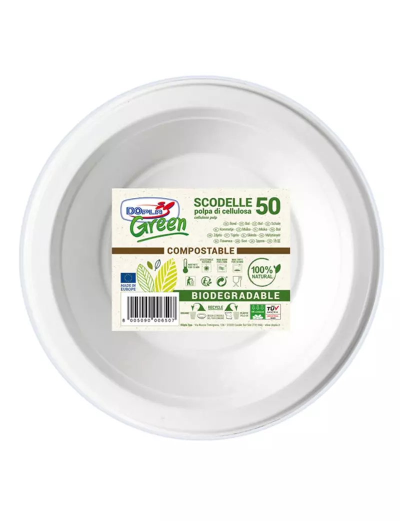 Scodelle Biodegradabili DOpla - 17,5 cm - 07707 (Bianco Conf. 50)