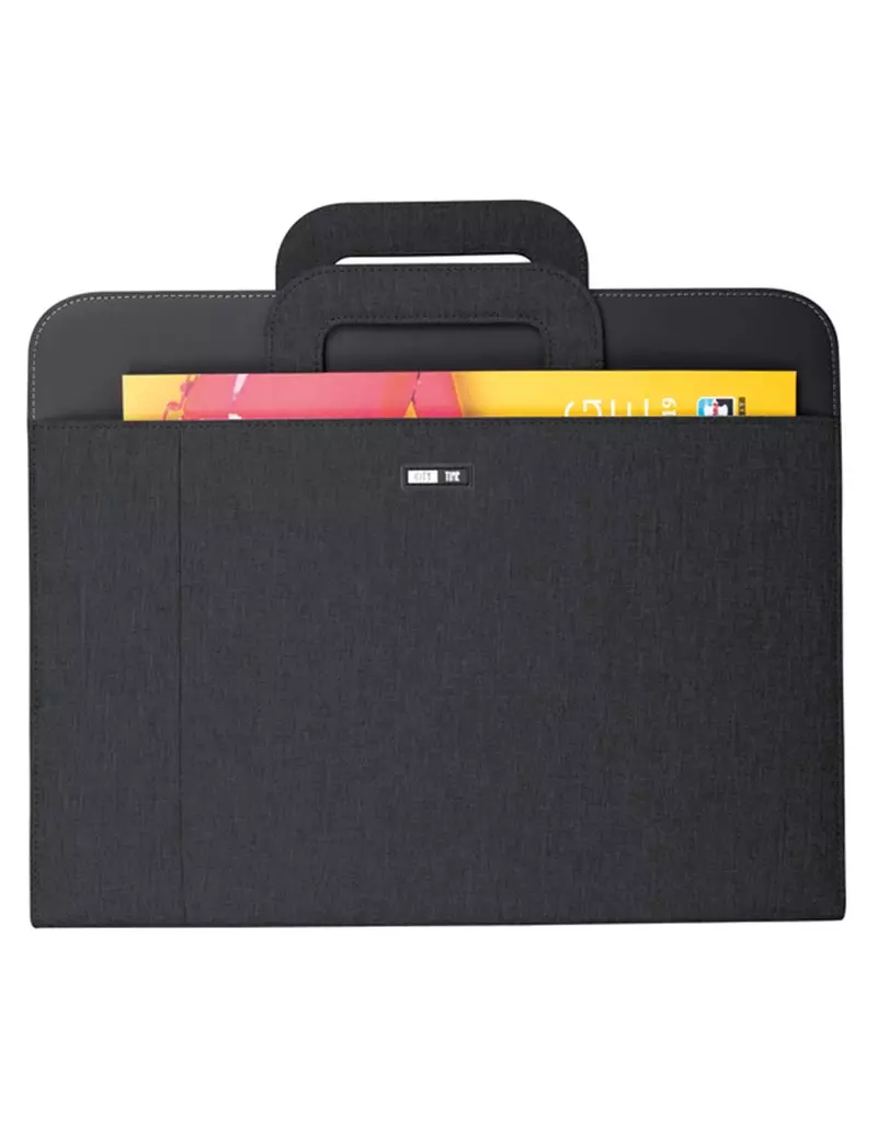 Portablocco con Anelli City Time - Tessuto con Manici - 28,5x36 cm - 61742 (Nero) Portablocco con Anelli City Time - Tessuto con Manici - 28,5x36 cm - 61742 (Nero)