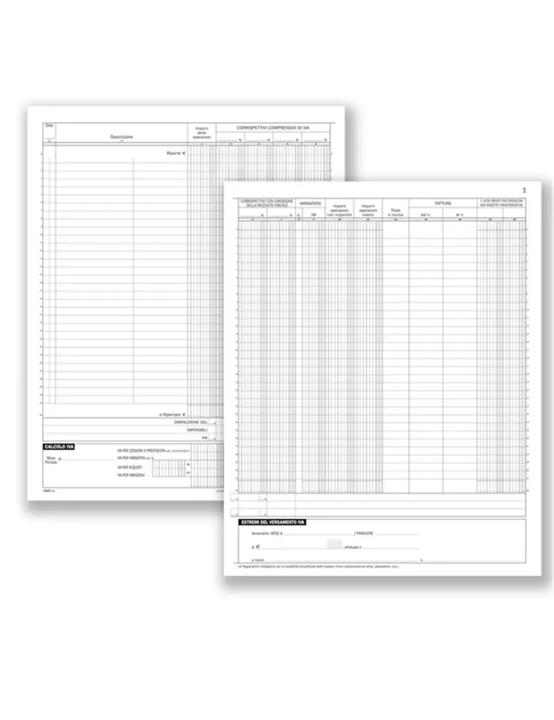 Registro Corrispettivi Data Ufficio - 24,5x31 cm - 16 Pagine Numerate - DU1386N0000