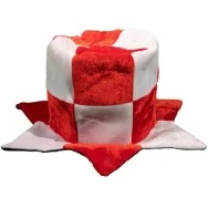 Cappello a Cilindro in Tessuto (Bianco e Rosso)