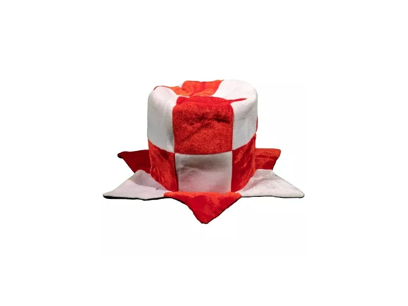 Cappello a Cilindro in Tessuto (Bianco e Rosso)