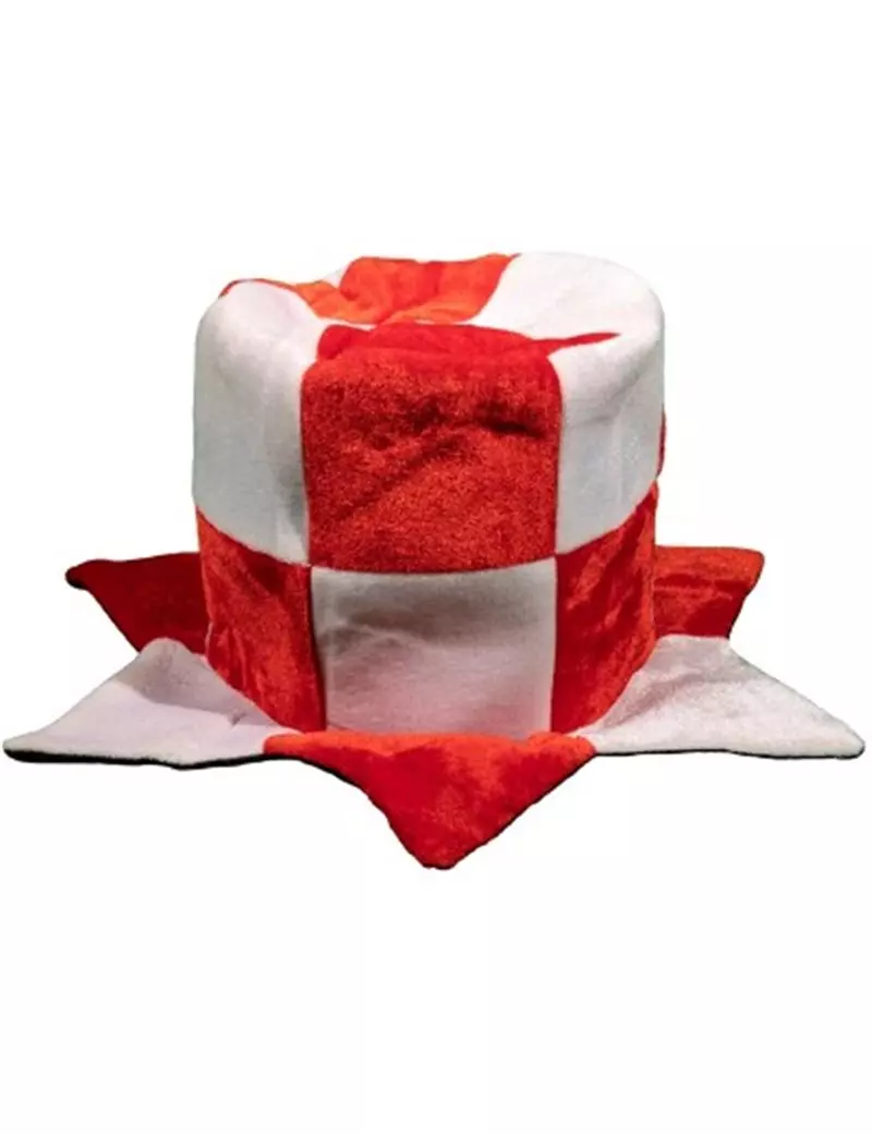 Cappello a Cilindro in Tessuto (Bianco e Rosso)