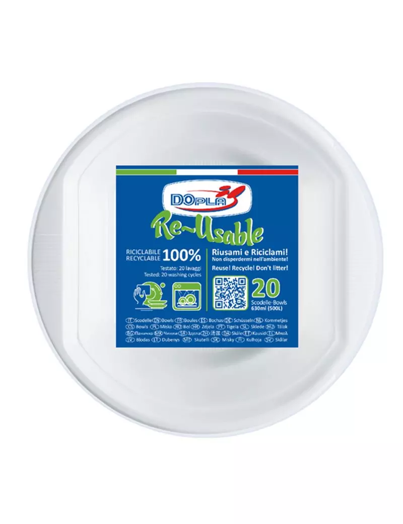 Scodelle Reuse DOpla - 630 ml - 08130 (Bianco Conf. 20) Scodelle Reuse DOpla - 630 ml - 08130 (Bianco Conf. 20)