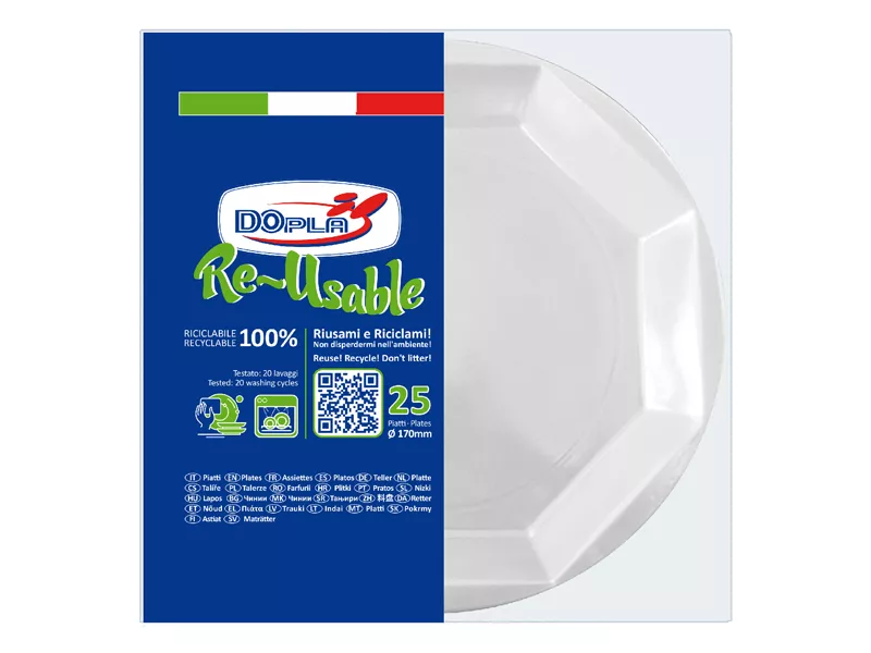 Piatto Frutta Reuse DOpla - 17 cm - 12512 (Bianco Conf. 25)