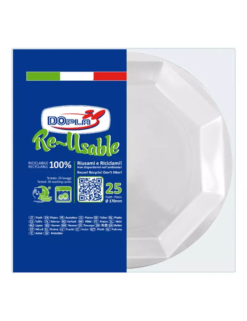 Piatto Frutta Reuse DOpla - 17 cm - 12512 (Bianco Conf. 25)