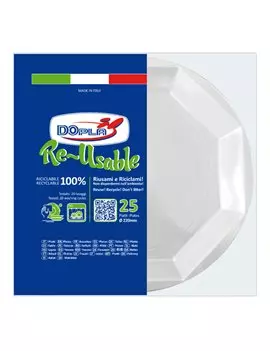 Piatto Fondo Reuse DOpla - 22 cm - 12508 (Bianco Conf. 25)