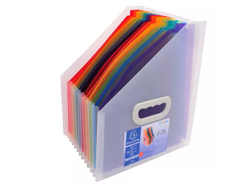 Portariviste Classificatore Crystal Exacompta - 12 Tasche - 26,5x32,5 cm - 55598E (Multicolore)