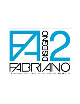 Album da Disegno Fabriano 2 - 24x33 cm - Liscio Riquadrato con Angoli - 110 g - 06201516 (Bianco)