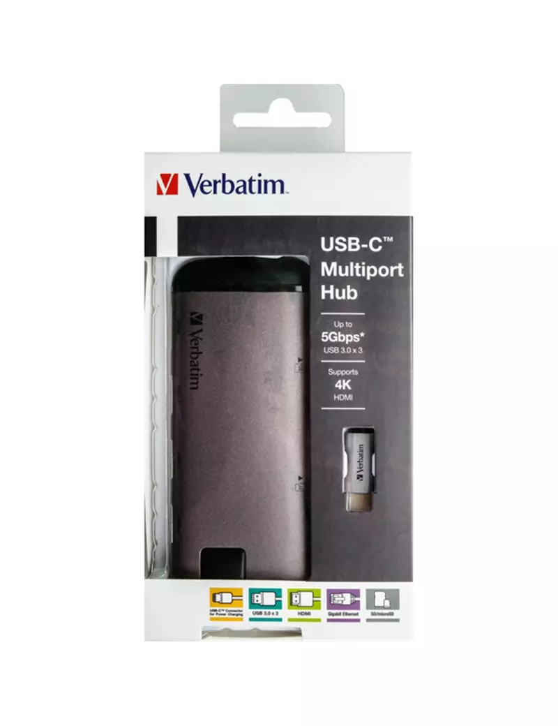 Hub USB-C 6 Porte Verbatim - 49142 (Grigio) Hub USB-C 6 Porte Verbatim - 49142 (Grigio)