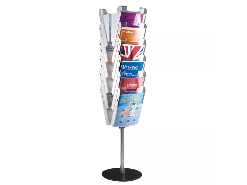 Espositore da Terra Easy Stacker Tecnostyl - 130 cm - 12xA4 - STK14 (Argento)
