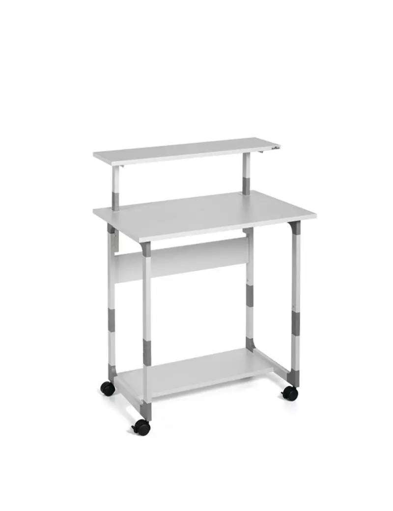 PC Workstation System 80 VH Durable - 3 Ripiani con Ruote - 3718-10 (Grigio) PC Workstation System 80 VH Durable - 3 Ripiani con Ruote - 3718-10 (Grigio)