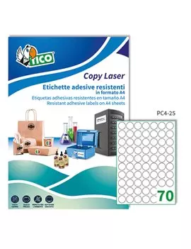 Etichette Adesive Rotonde Tico - 25 mm - Poliestere - PC4-25 (Trasparente Conf. 100)