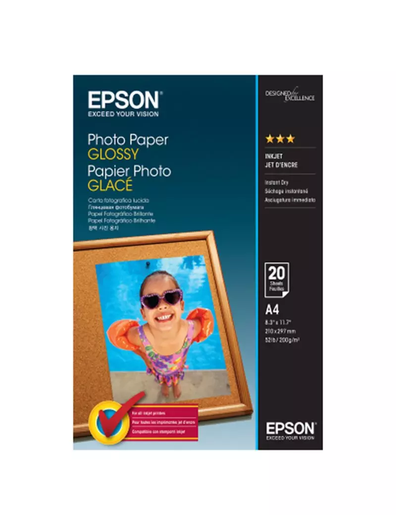 Carta Fotografica Epson S042538 - A4 - 200 g - Lucida - C13S042538 (Conf. 20) Carta Fotografica Epson S042538 - A4 - 200 g - Lucida - C13S042538 (Conf. 20)