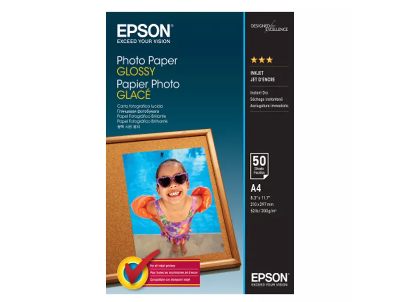 Carta Fotografica Epson S042539 - A4 - 200 g - Lucida - C13S042539 (Conf. 50) Carta Fotografica Epson S042539 - A4 - 200 g - Lucida - C13S042539 (Conf. 50)