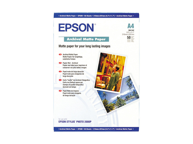 Carta Fotografica Archival Matte Paper Epson S041342 - A4 - 190 g - Opaca - C13S041342 (Conf. 50) Carta Fotografica Archival Matte Paper Epson S041342 - A4 - 190 g - Opaca - C13S041342 (Conf. 50)