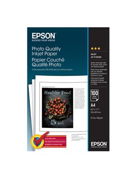 Carta Fotografica Photo Quality Inkjet Paper Epson S041061 - A4 - 100 g - Opaca - C13S041061 (Conf. 100)