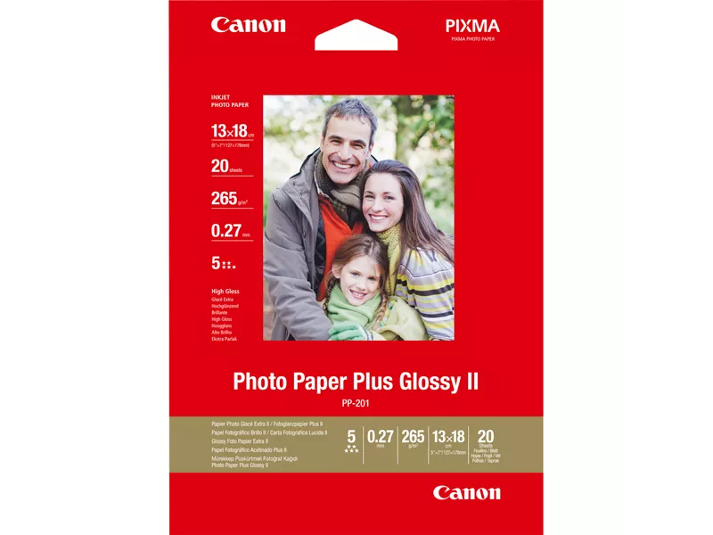 Carta Fotografica PP-201 II Plus Canon - 13x18 cm - 265 g - Lucida - 2311B018 (Conf. 20) Carta Fotografica PP-201 II Plus Canon - 13x18 cm - 265 g - Lucida - 2311B018 (Conf. 20)