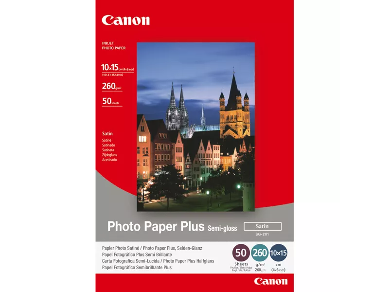 Carta Fotografica SG-201 Plus Semi Gloss Canon - 10x15 cm - 260 g - Semi Lucida - 1686B015 (Conf. 20)