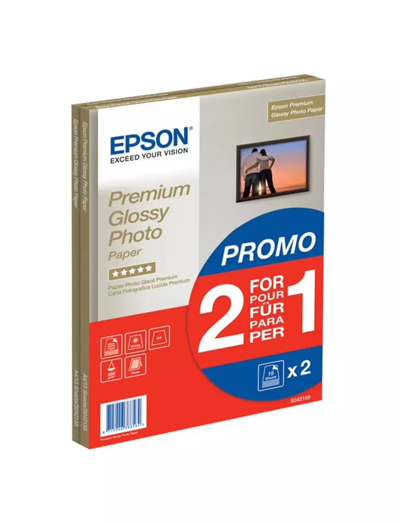 Carta Fotografica Premium Epson S042169 - A4 - 255 g - Lucida - C13S042169 (Conf. 30) Carta Fotografica Premium Epson S042169 - A4 - 255 g - Lucida - C13S042169 (Conf. 30)