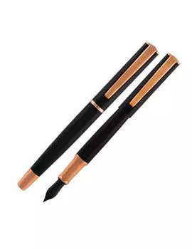 Penna Stilografica Impressa Monteverde - Punta Media - J029860 (Nero e Rosegold)