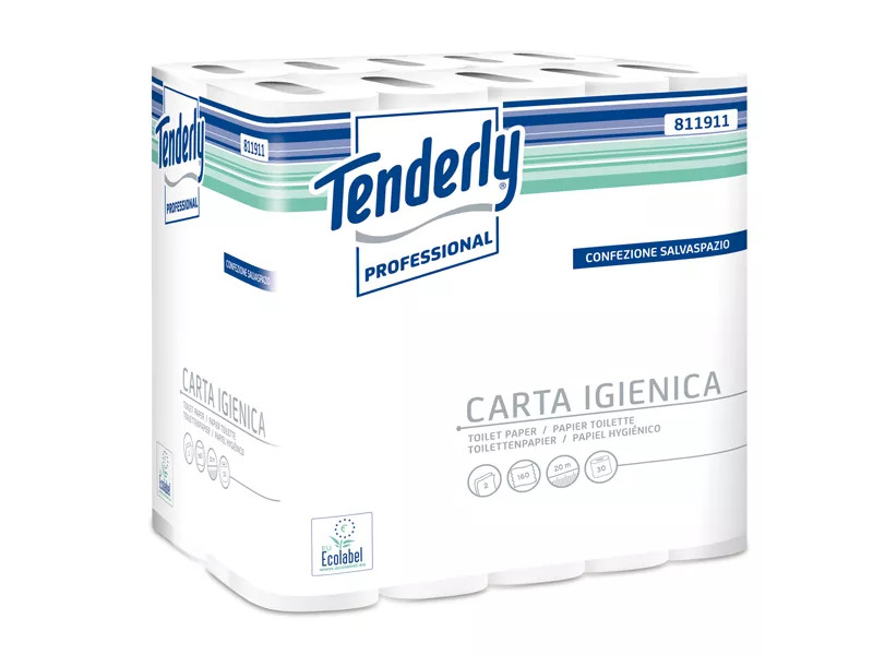Carta Igienica Salvaspazio Tenderly Professional Lucart - Rotolo - 2 Veli - 160 Strappi - 811911U (Bianco Conf. 30)