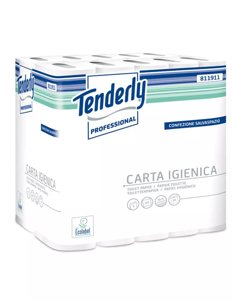 Carta Igienica Salvaspazio Tenderly Professional Lucart - Rotolo - 2 Veli - 160 Strappi - 811911U (Bianco Conf. 30) Carta Igienica Salvaspazio Tenderly Professional Lucart - Rotolo - 2 Veli - 160 Strappi - 811911U (Bianco Conf. 30)