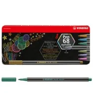 Pennarello Pen 68 Stabilo - Astuccio di Metallo - 1 mm - 6808/8-32 (Assortiti Metallic Conf. 8)