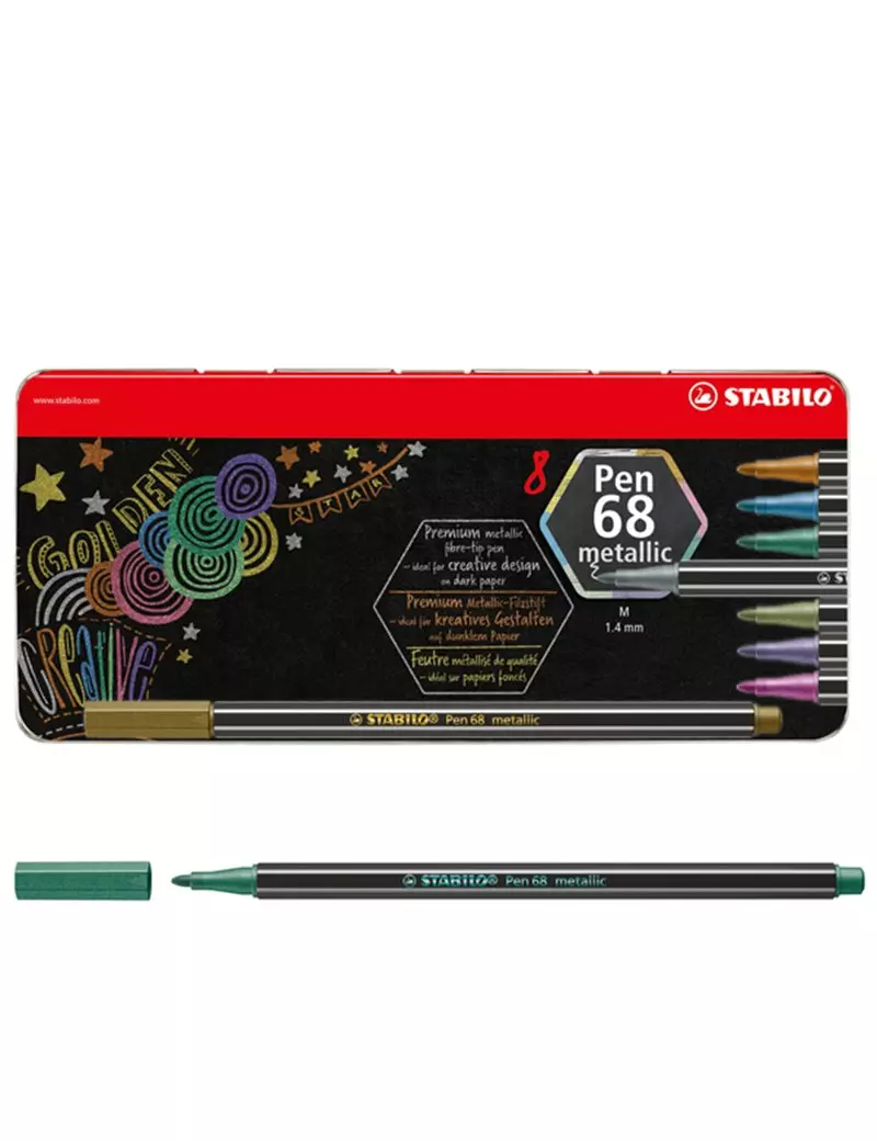 Pennarello Pen 68 Stabilo - Astuccio di Metallo - 1 mm - 6808/8-32 (Assortiti Metallic Conf. 8) Pennarello Pen 68 Stabilo - Astuccio di Metallo - 1 mm - 6808/8-32 (Assortiti Metallic Conf. 8)
