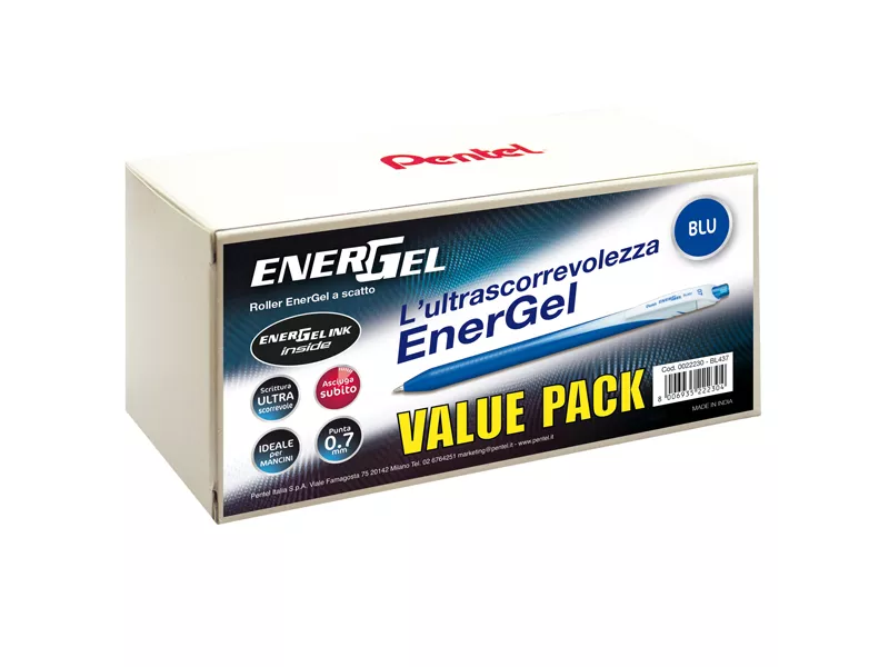 Penna Roller Energel Slim Pentel - 0,7 mm - 0022230 (Blu Conf. 24)