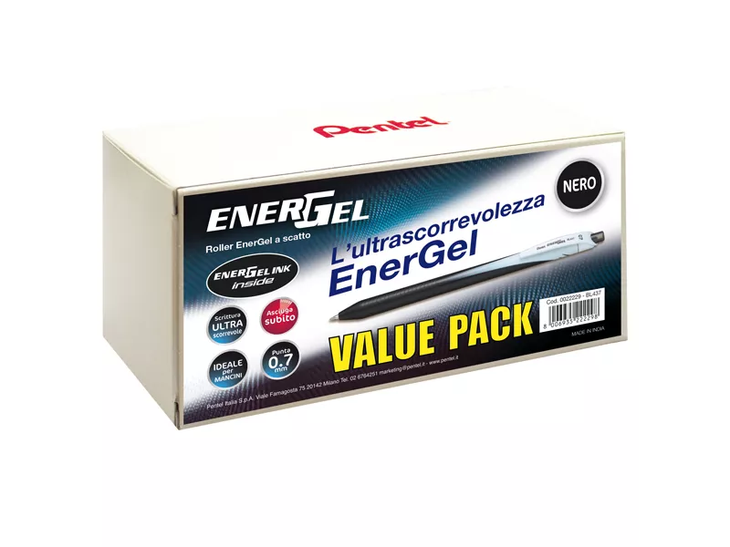 Penna Roller Energel Slim Pentel - 0,7 mm - 0022229 (Nero Conf. 24)