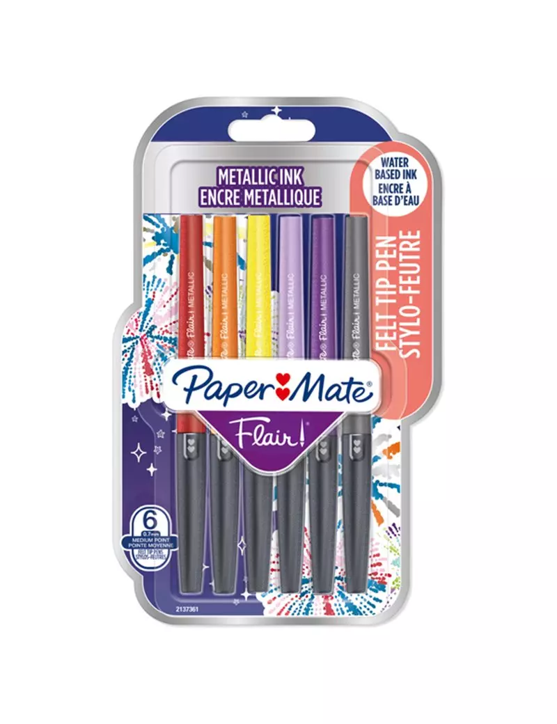 Penna con Punta Sintetica Flair Nylon Paper Mate - 1 mm - 2137361 (Assortiti Metallic Conf. 6) Penna con Punta Sintetica Flair Nylon Paper Mate - 1 mm - 2137361 (Assortiti Metallic Conf. 6)