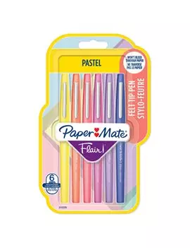 Penna con Punta Sintetica Flair Nylon Paper Mate - 1 mm - 2137276 (Assortiti Pastel Conf. 6)