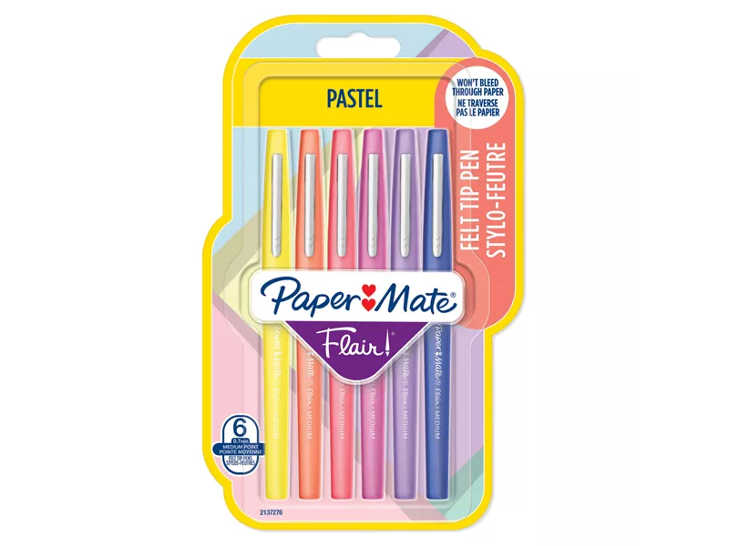 Penna con Punta Sintetica Flair Nylon Paper Mate - 1 mm - 2137276 (Assortiti Pastel Conf. 6)